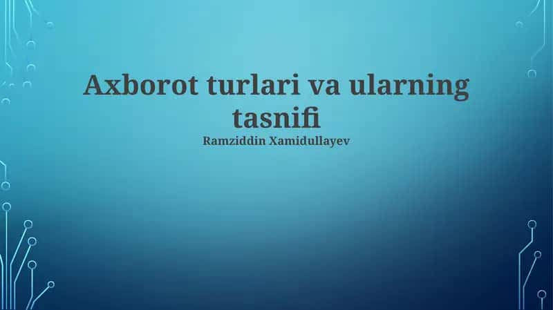 Tuzuvchi va to'plam ma'lumotlar 1