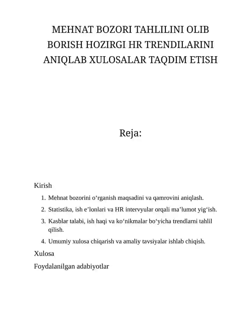 Mehnat bozori tahlini