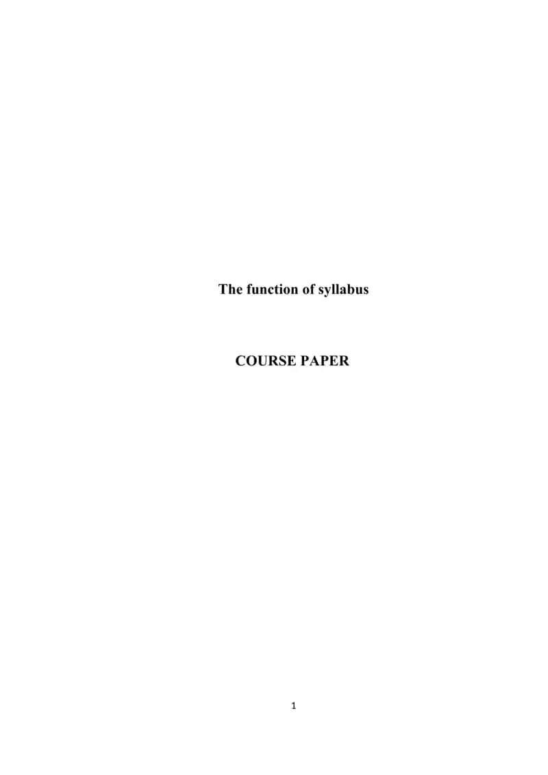 The function of syllabus 1