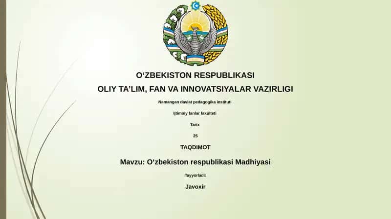 Oʻzbekiston respublikasi Madhiyasi 1