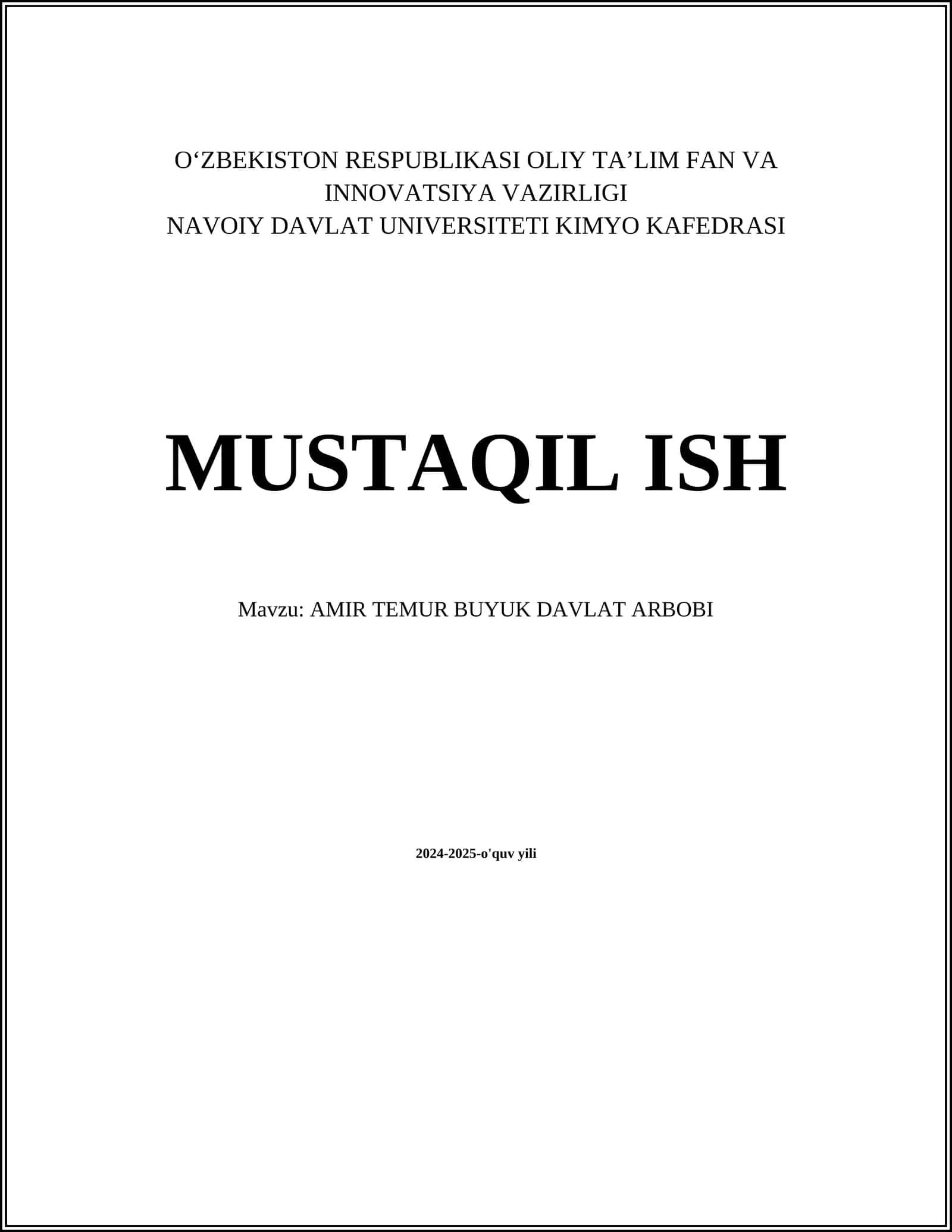 AMIR TEMUR BUYUK DAVLAT ARBOBI 1
