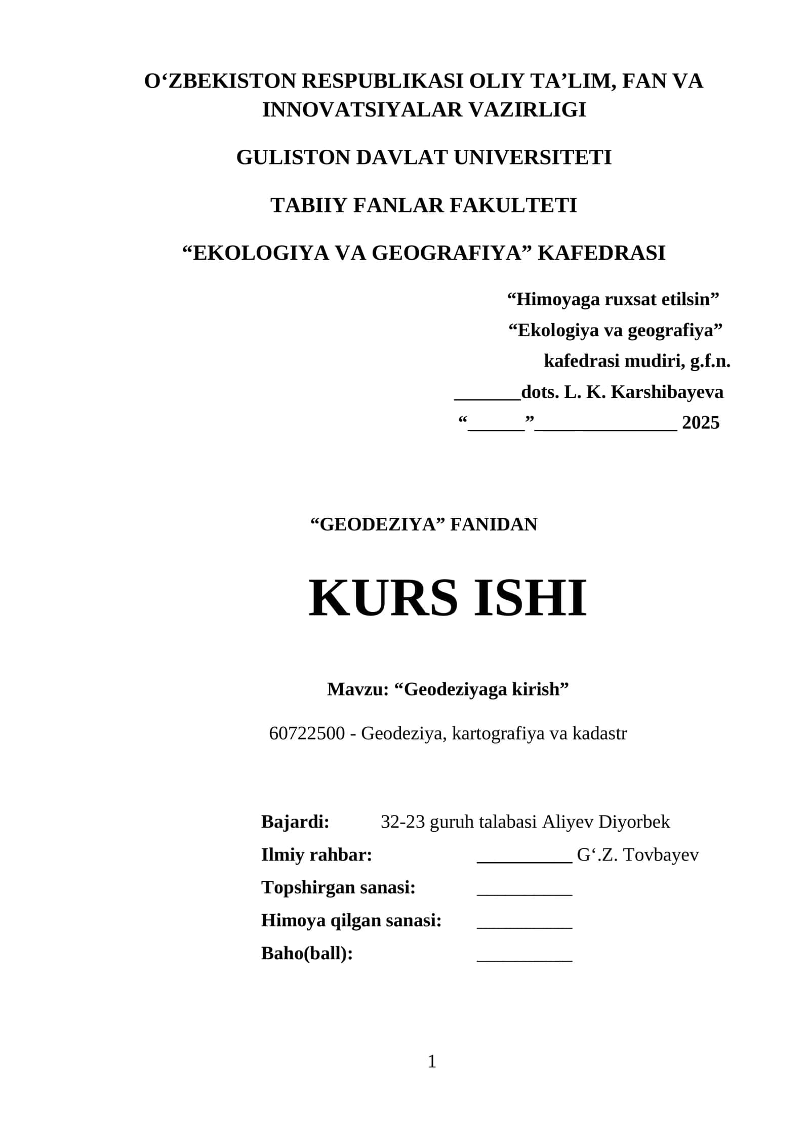 Geodeziyaga kirish 1