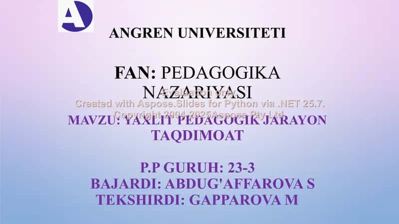 Pedagogik jarayon 1