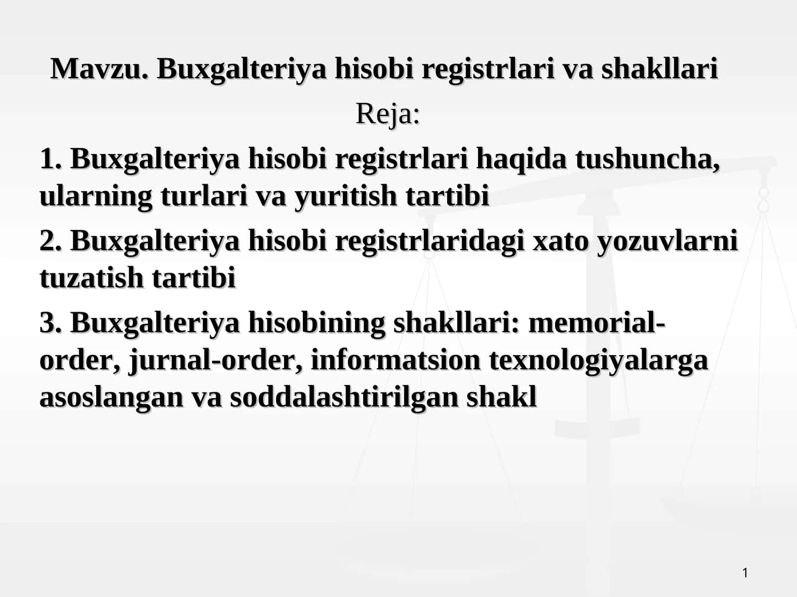 Buxgalteriya hisobi registrlari va shakllari 1