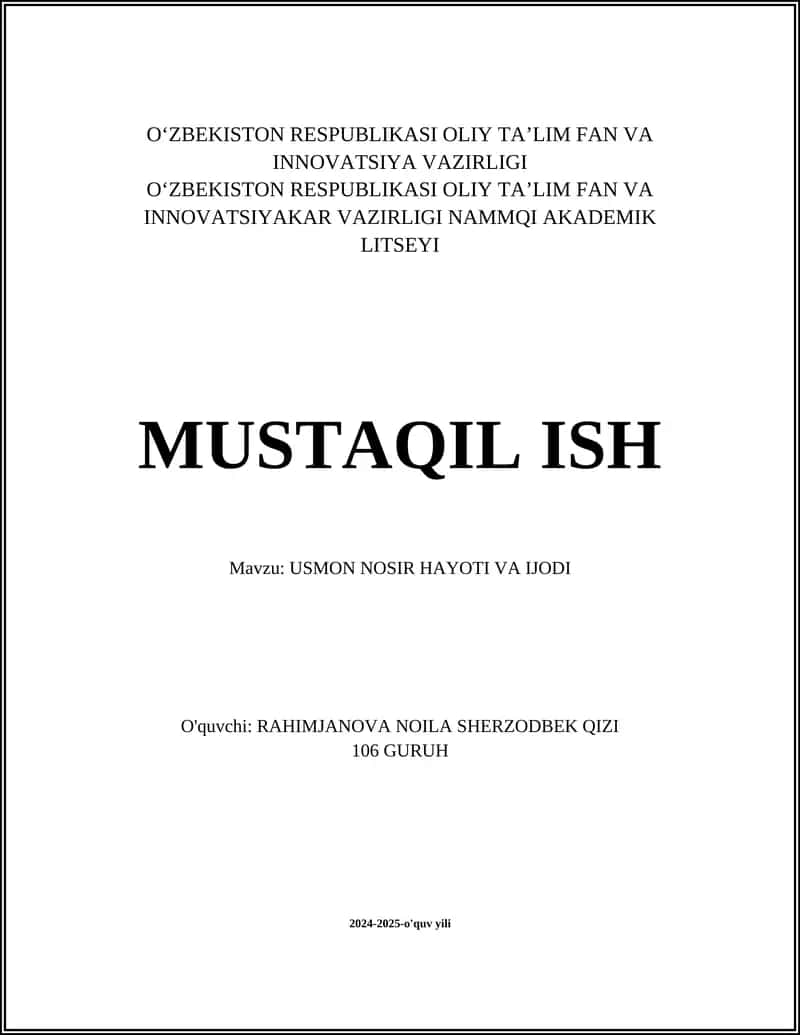 Usmon Nosir Hayoti va Ijodi 1
