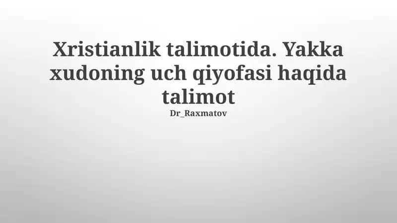 Xristianlik talimotida 1