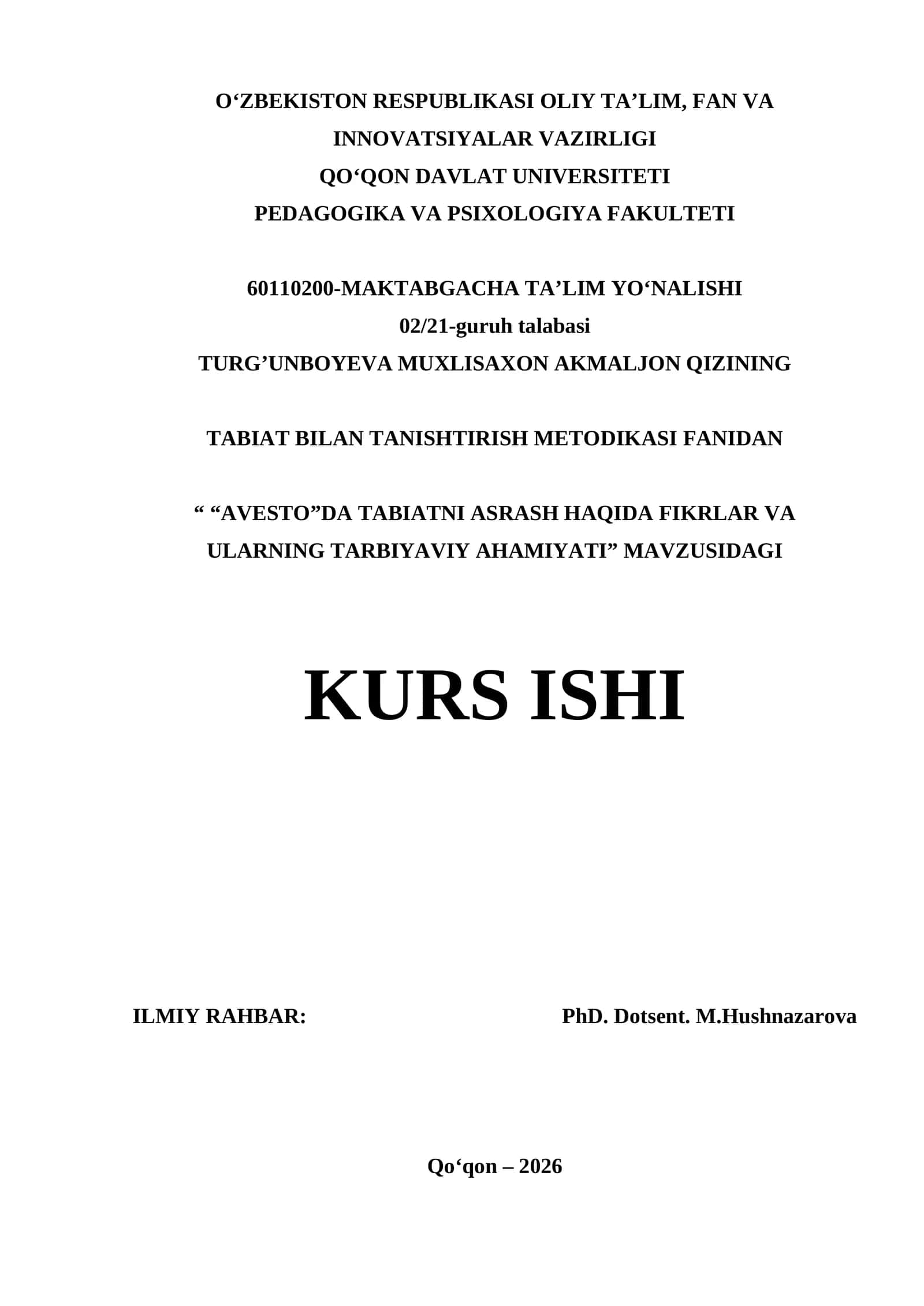 TABIAT BILAN TANISHTIRISH METODIKASI FANIDAN 1