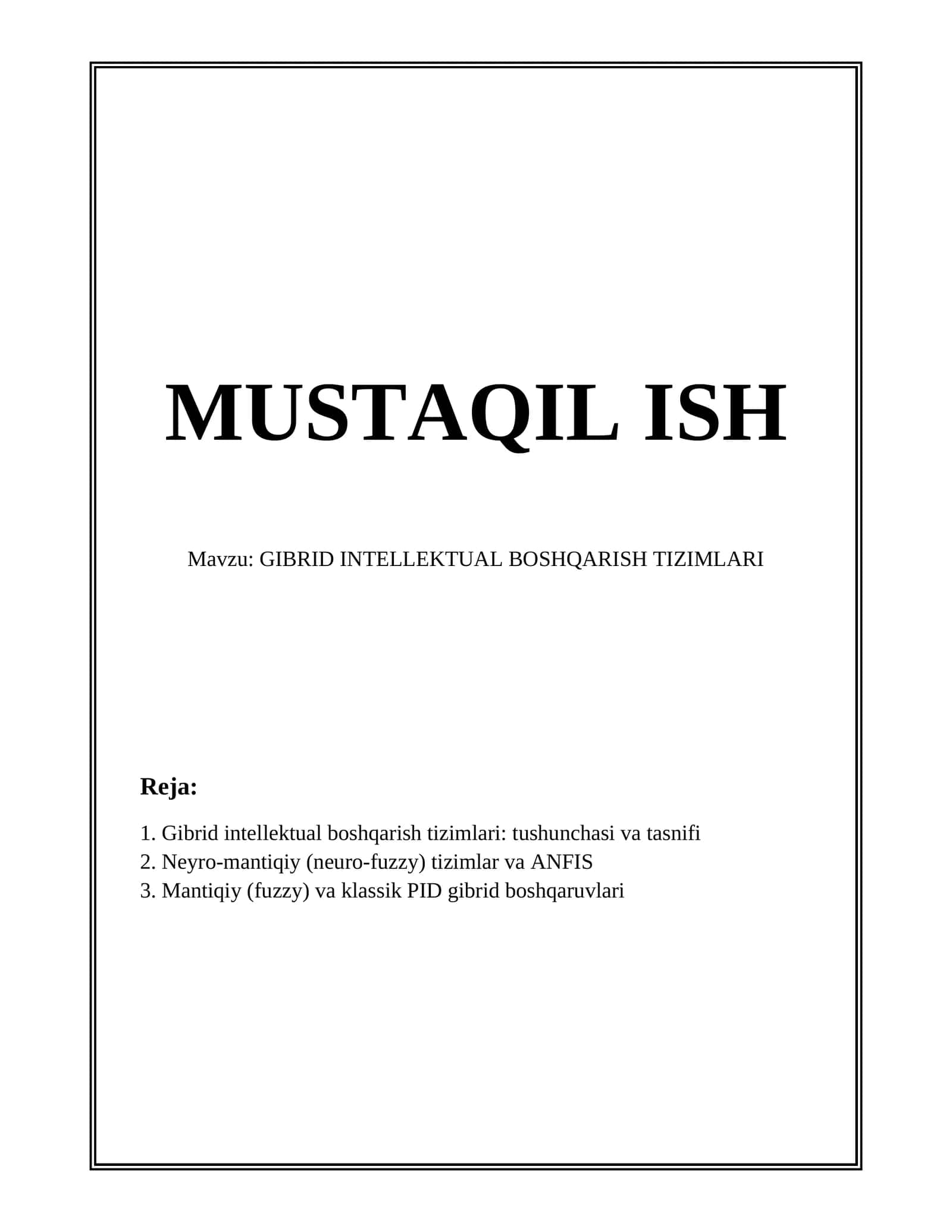 GIBRID INTELLEKTUAL BOSHQARISH TIZIMLARI 1