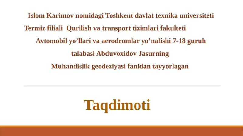 Geodeziya sohasida qo'llanma 1