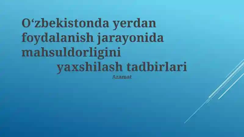 Yer resurslaridan foydalanish holati tahlili