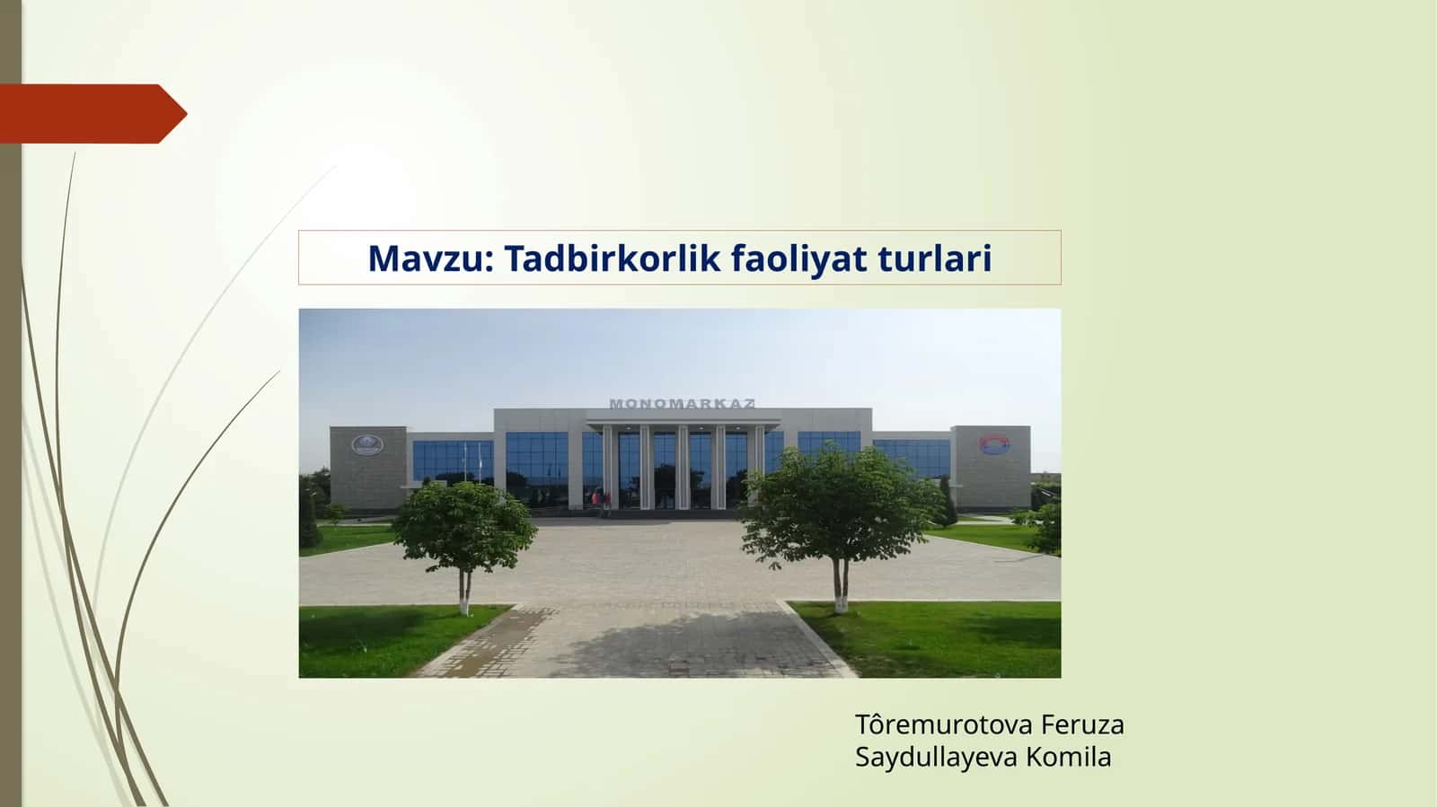 TADBIRKORLIK FAOLIYATI TURLARI 1