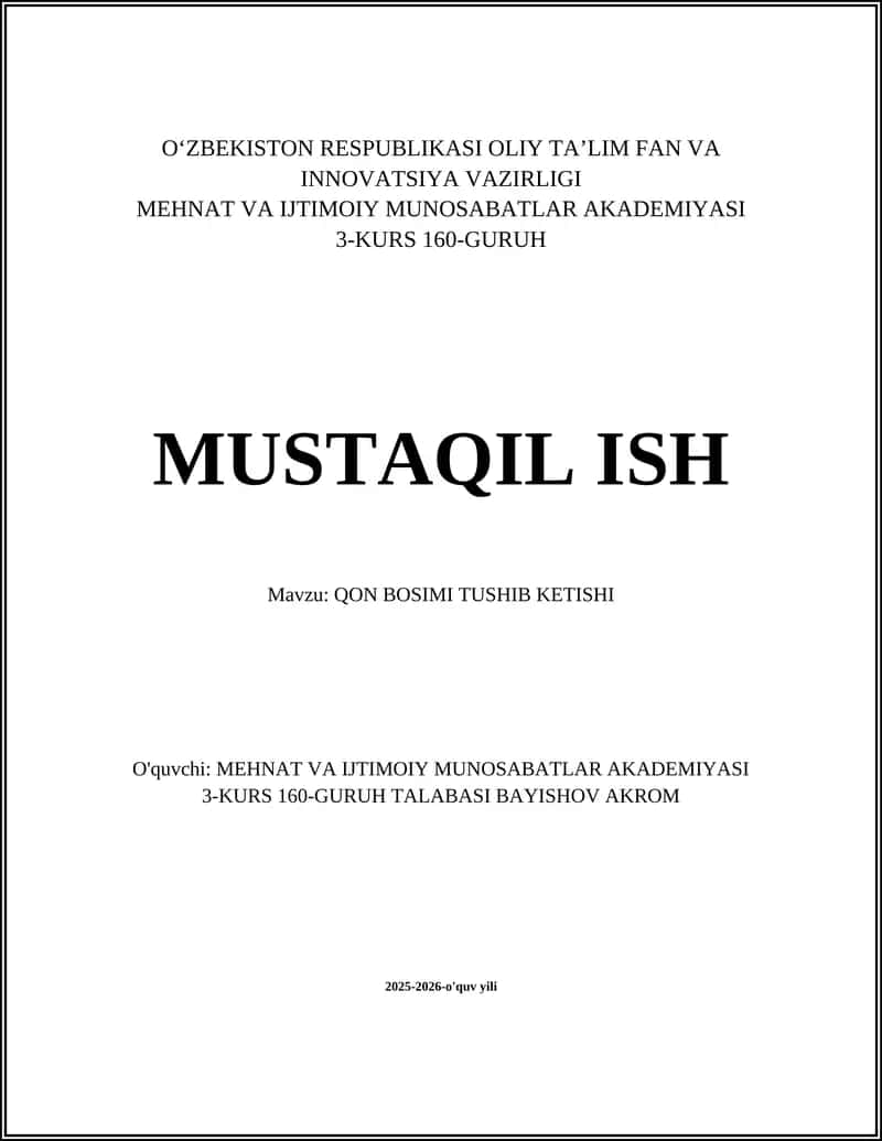 QON BOSIMI TUSHIB KETISHI 1