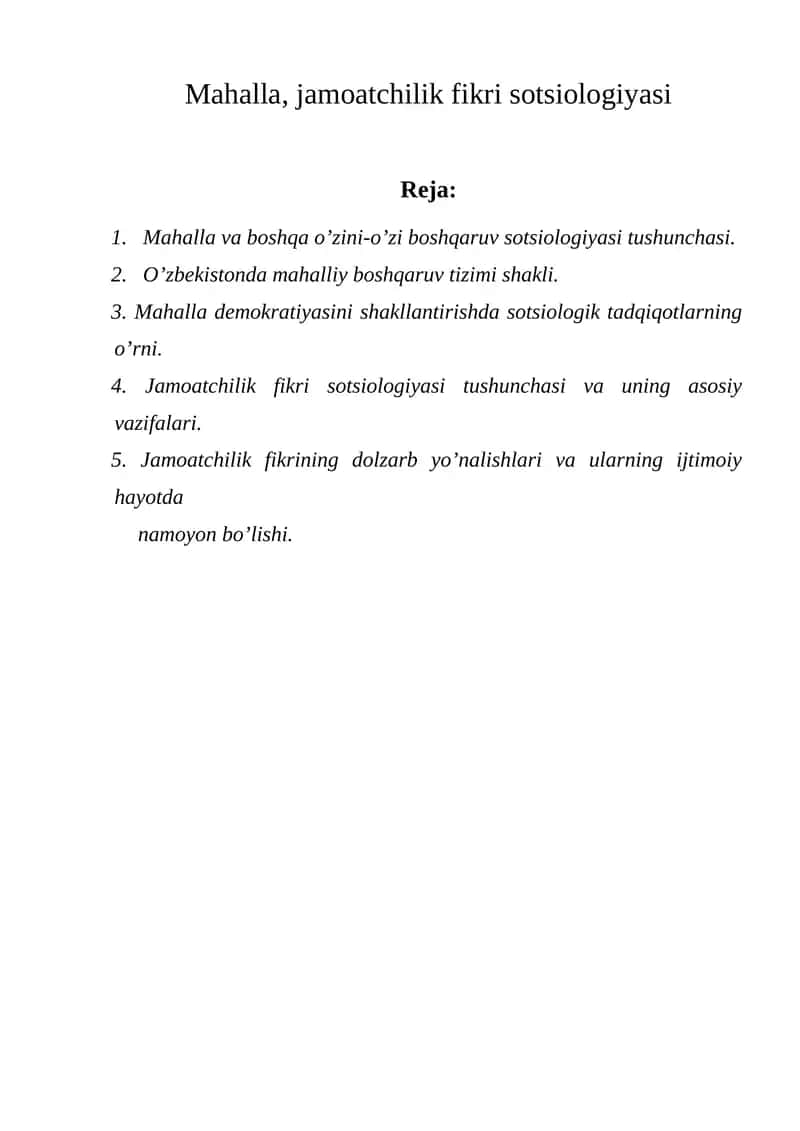 Jamoatchilik fikri sotsiologiyasi 1