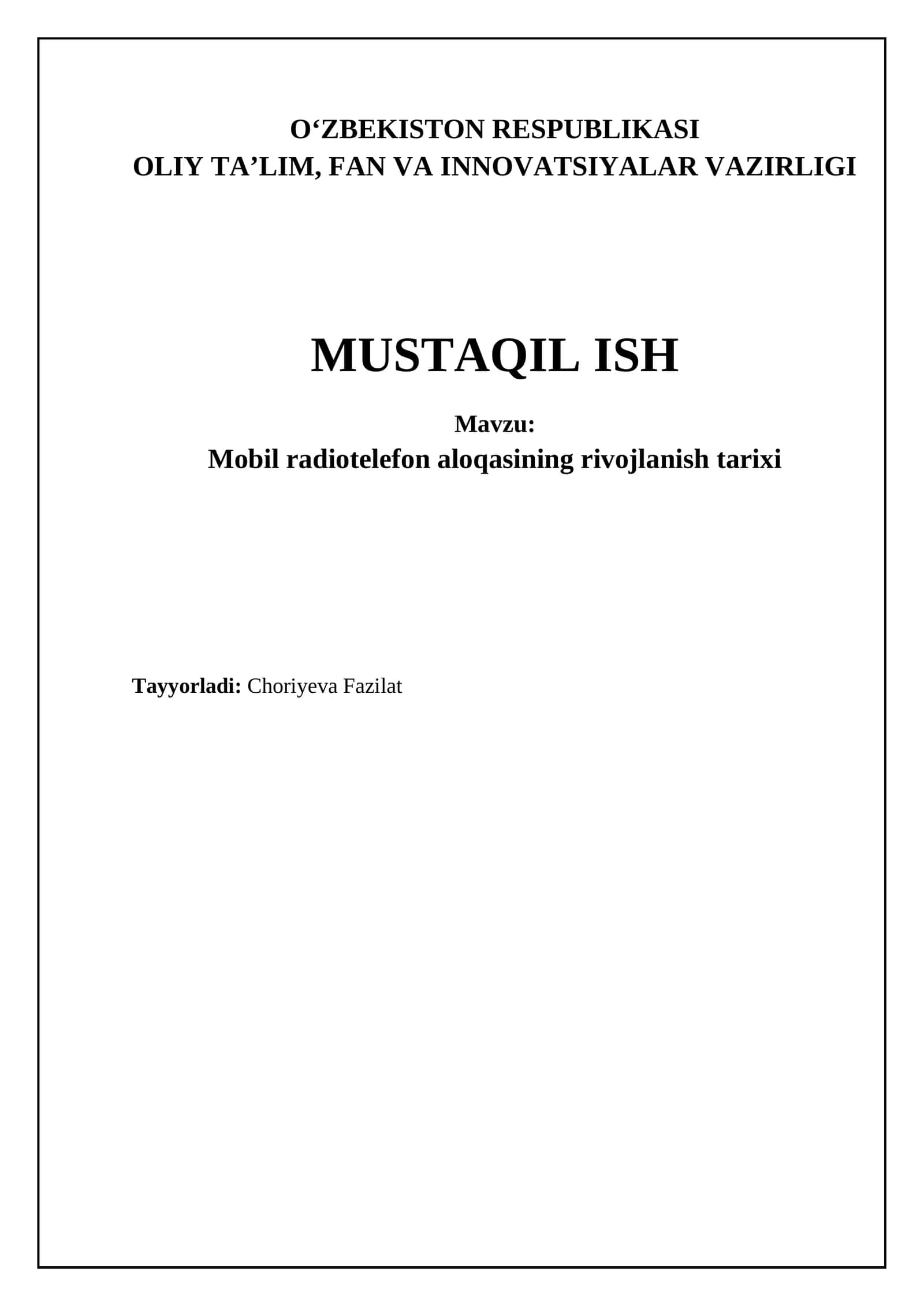 Mobil radiotelefon aloqasining rivojlanish tarixi 1