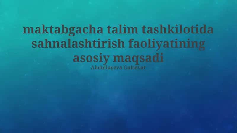Ta'limiy sahnalashtirish 1