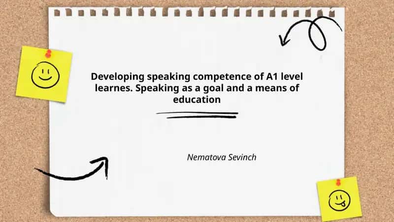 Developing speaking competence of A1 level learners 1