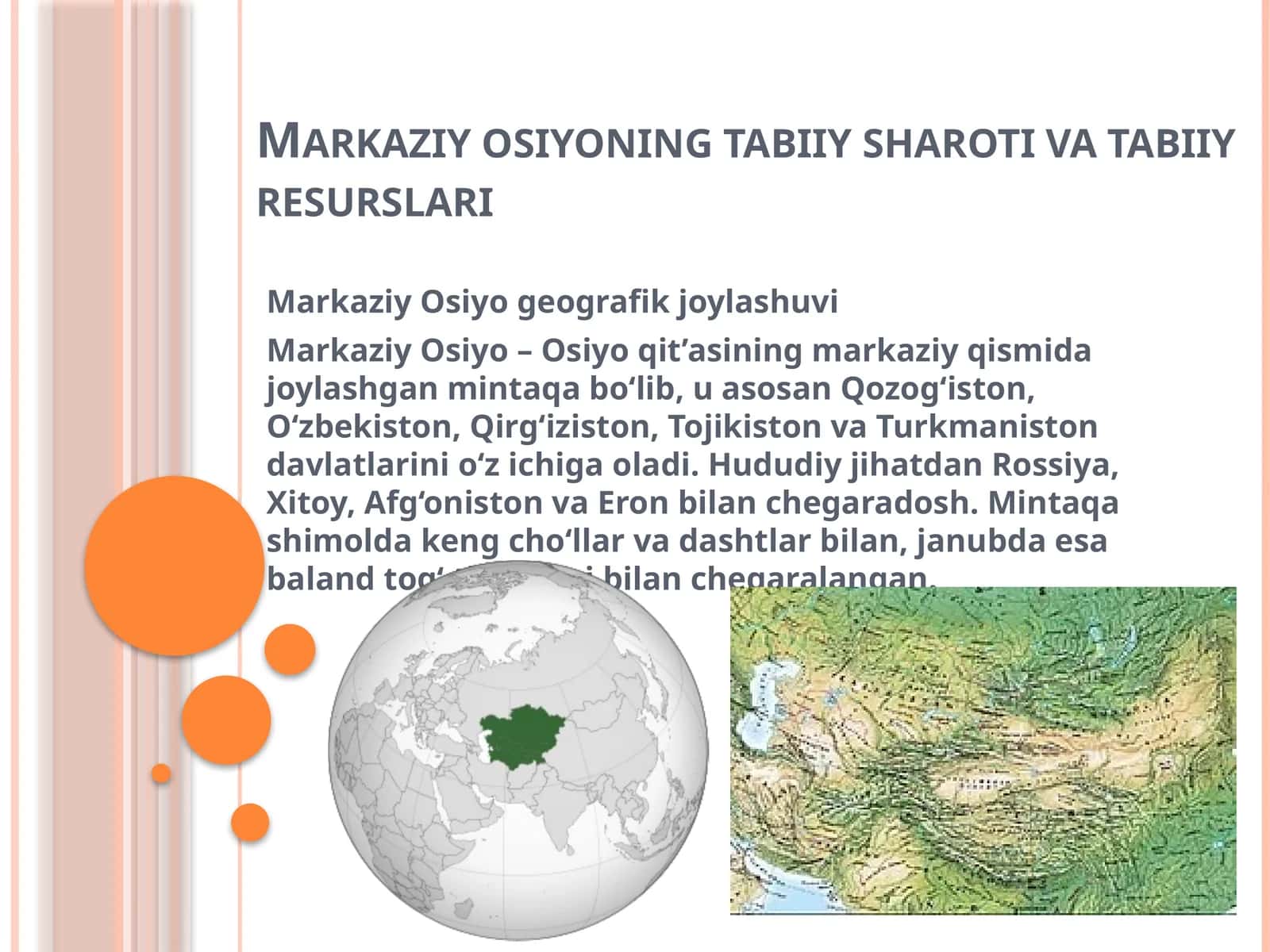 Markaziy osiyoning tabiiy sharoti va tabiiy resurslari 1