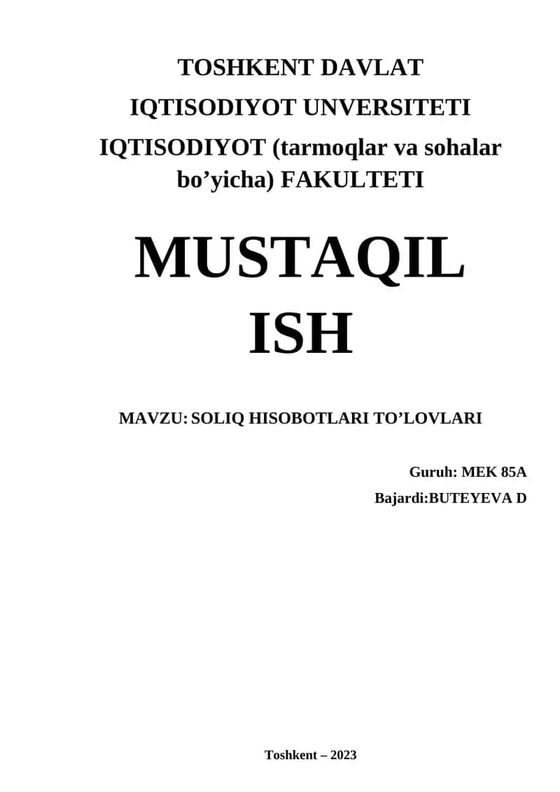 SOLIQ HISOBOTLARI TO’LOVLARI 1