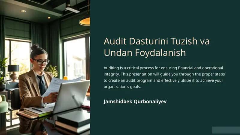 Audit Dasturini Tuzish va Undan Foydalanish 1