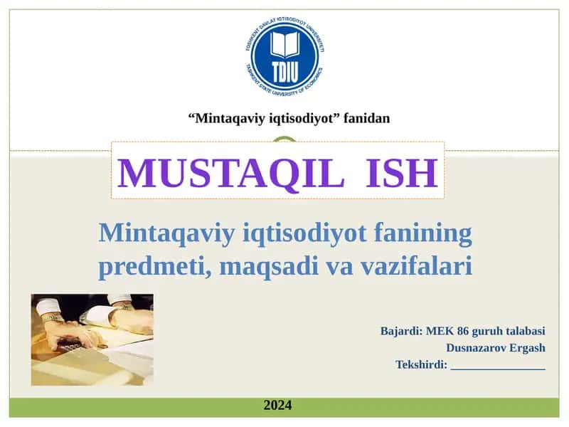 Mintaqavi iqtisodiyot 1