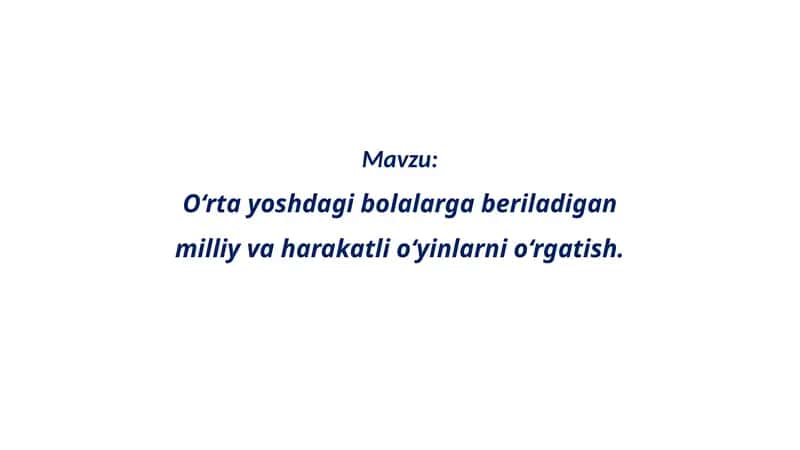Milliy va Harakatli o'yinlar 1