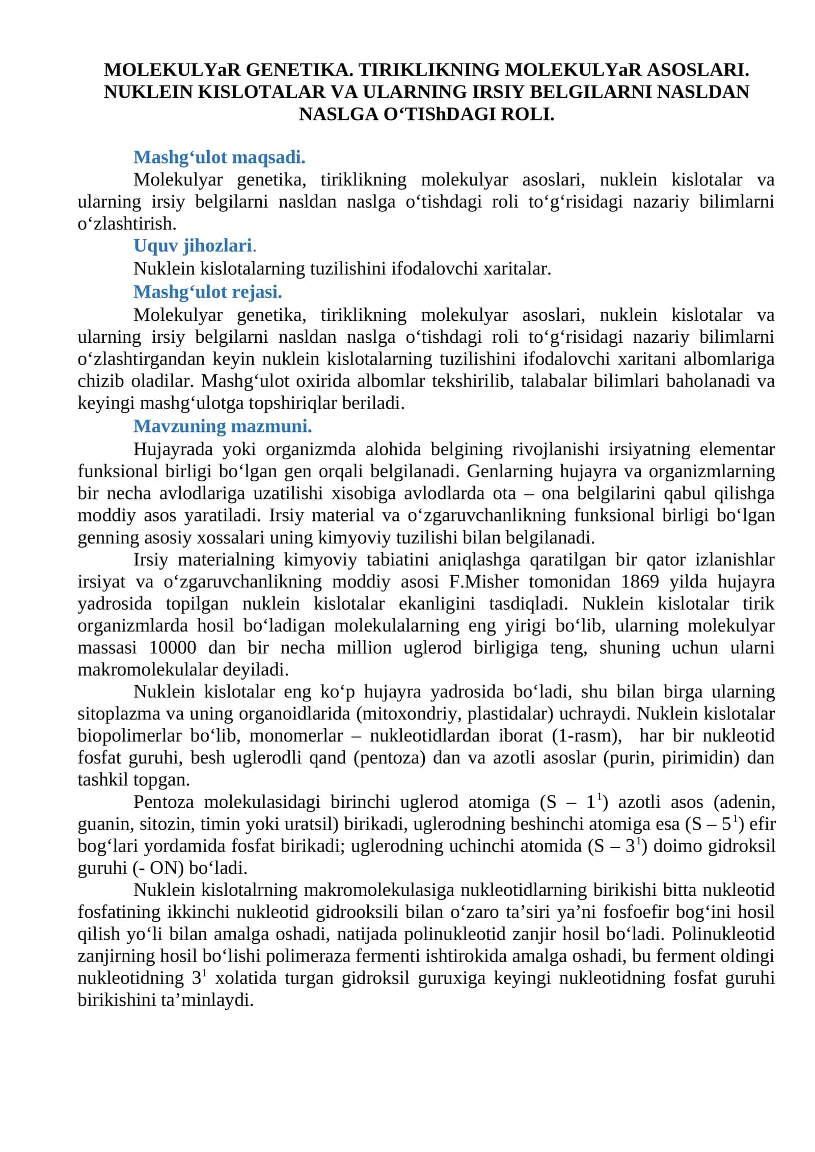Molekulyar genetika 1