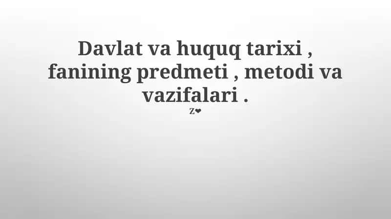 Davlat va Huquq Tarixi Fani 1