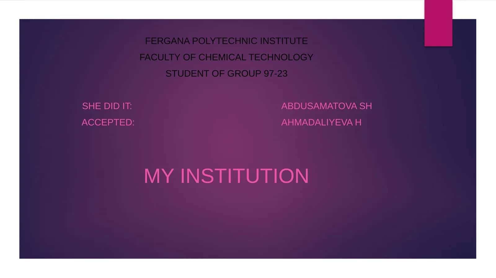 Faculty of Chemical Technology at Fergana Polytechnic Institute 1
