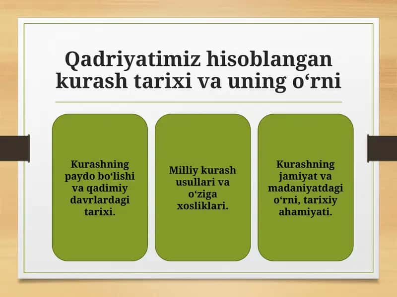 Qadriyatimiz hisoblangan kurash tarixi va uning o‘rni 1