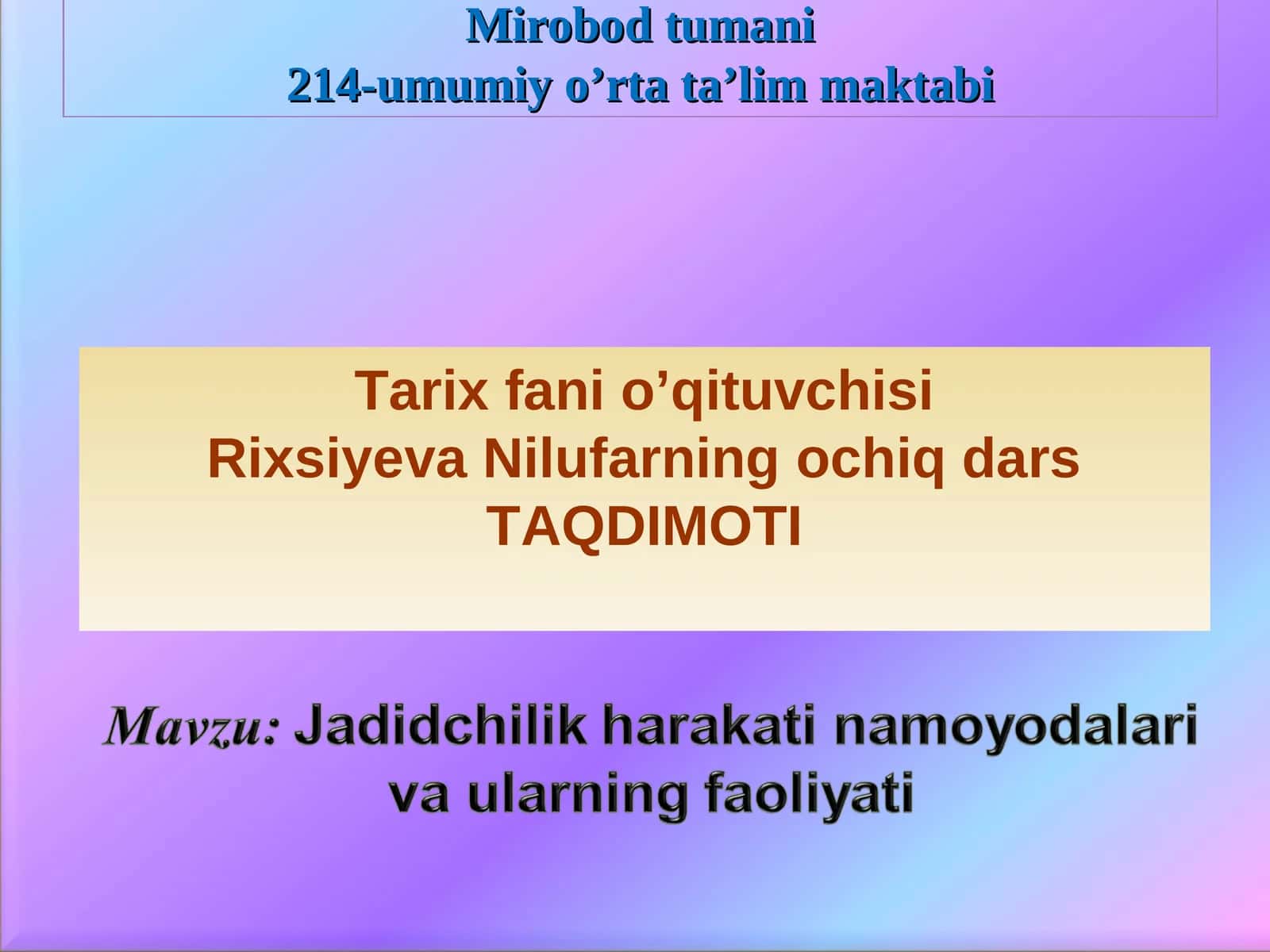 Tarix fani o’qituvchisi 1