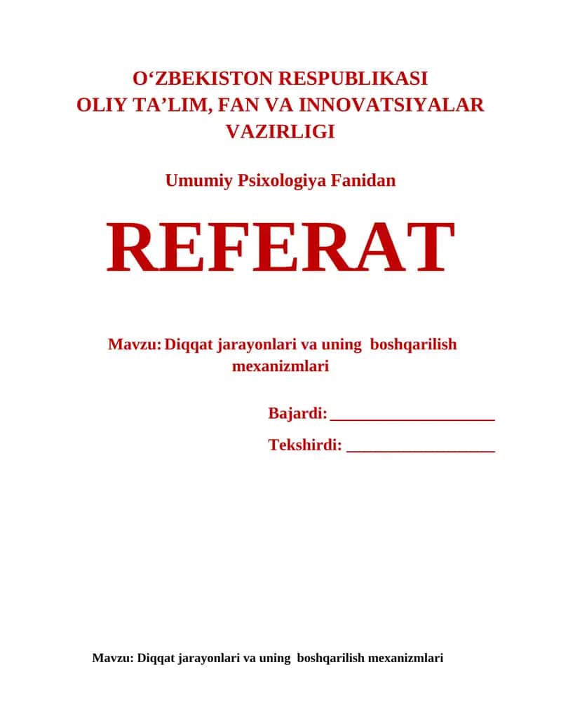 Umumiy Psixologiya Fanidan REFERAT 1