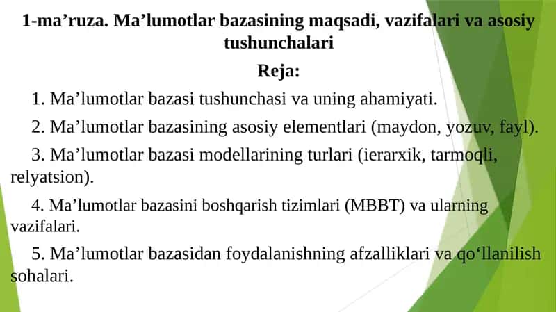 Ma’lumotlar bazasi haqida 1