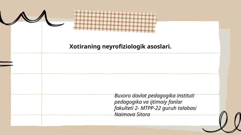 Xotiraning neyrofiziologik asoslari 1