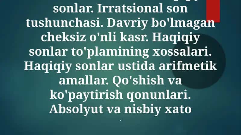 Haqiqiy sonlar 1