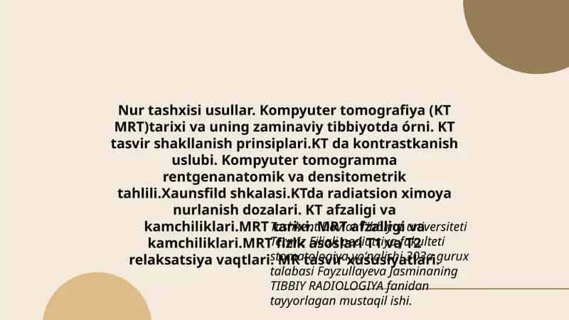 Kompyuter tomografiya (KT MRT) 1