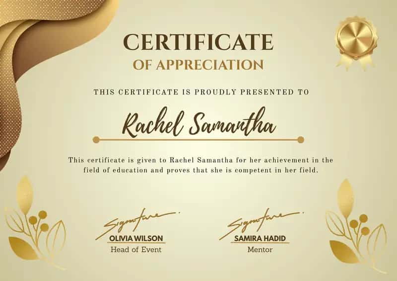 Certificate of Appreciation 1