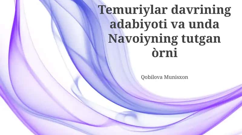 Navoiyning Temuriylar Adabiyotidagi O'rni 1