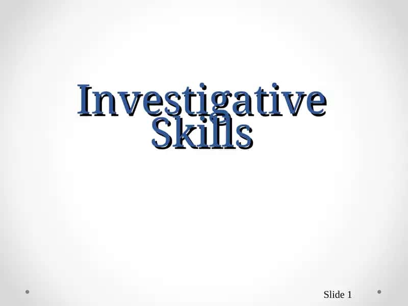 Scientific Enquiry Investigative Skills 1