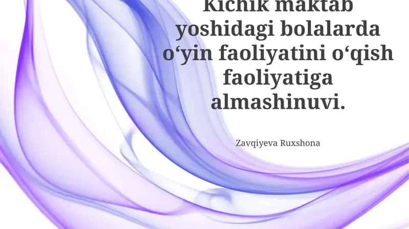 O'yin faoliyatini o'quv faoliyatiga almashish 1