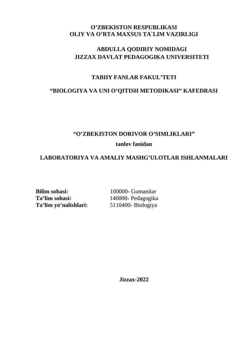 O’ZBEKISTON DORIVOR O’SIMLIKLARI 1