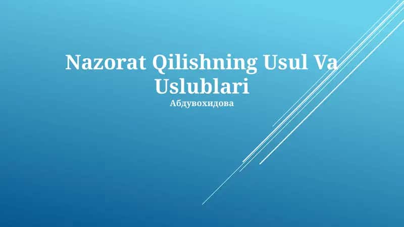 Nazorat Qilishning Usul Va Uslublari 1