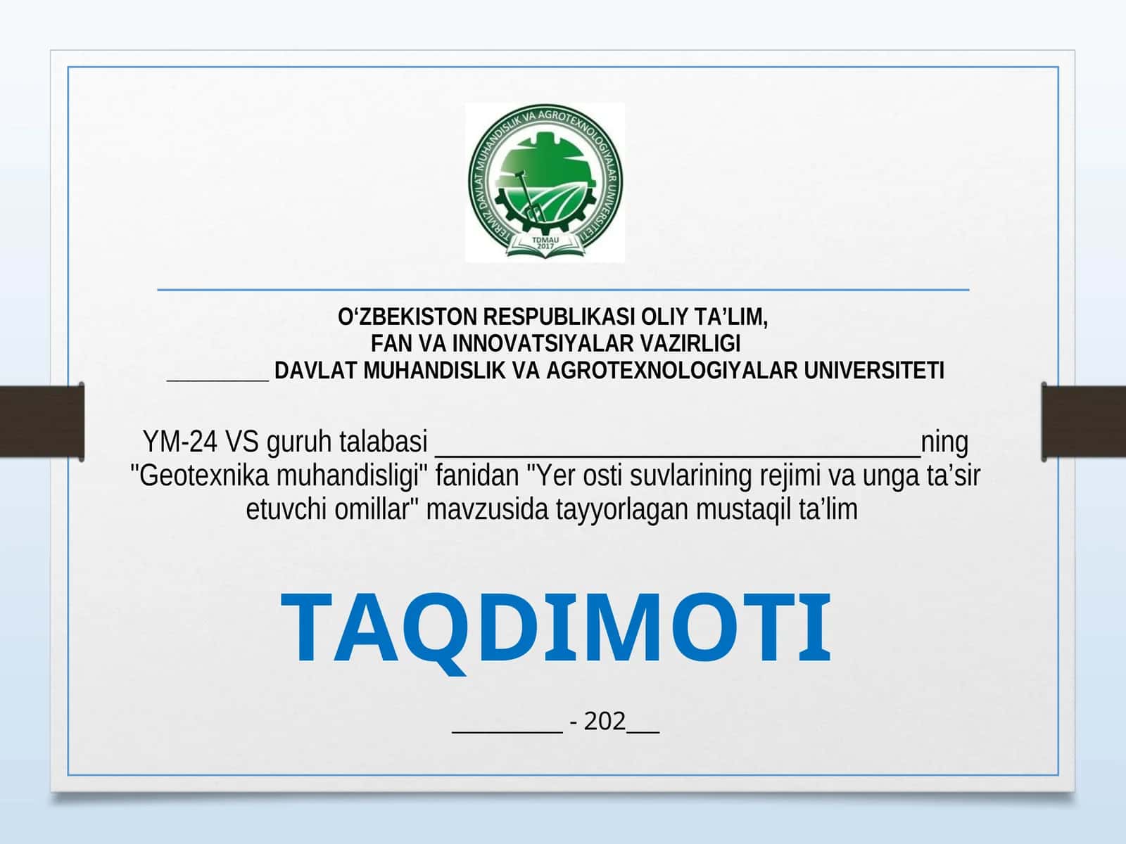 Yer osti suvlarining rejimi va unga ta’sir etuvchi omillar 1
