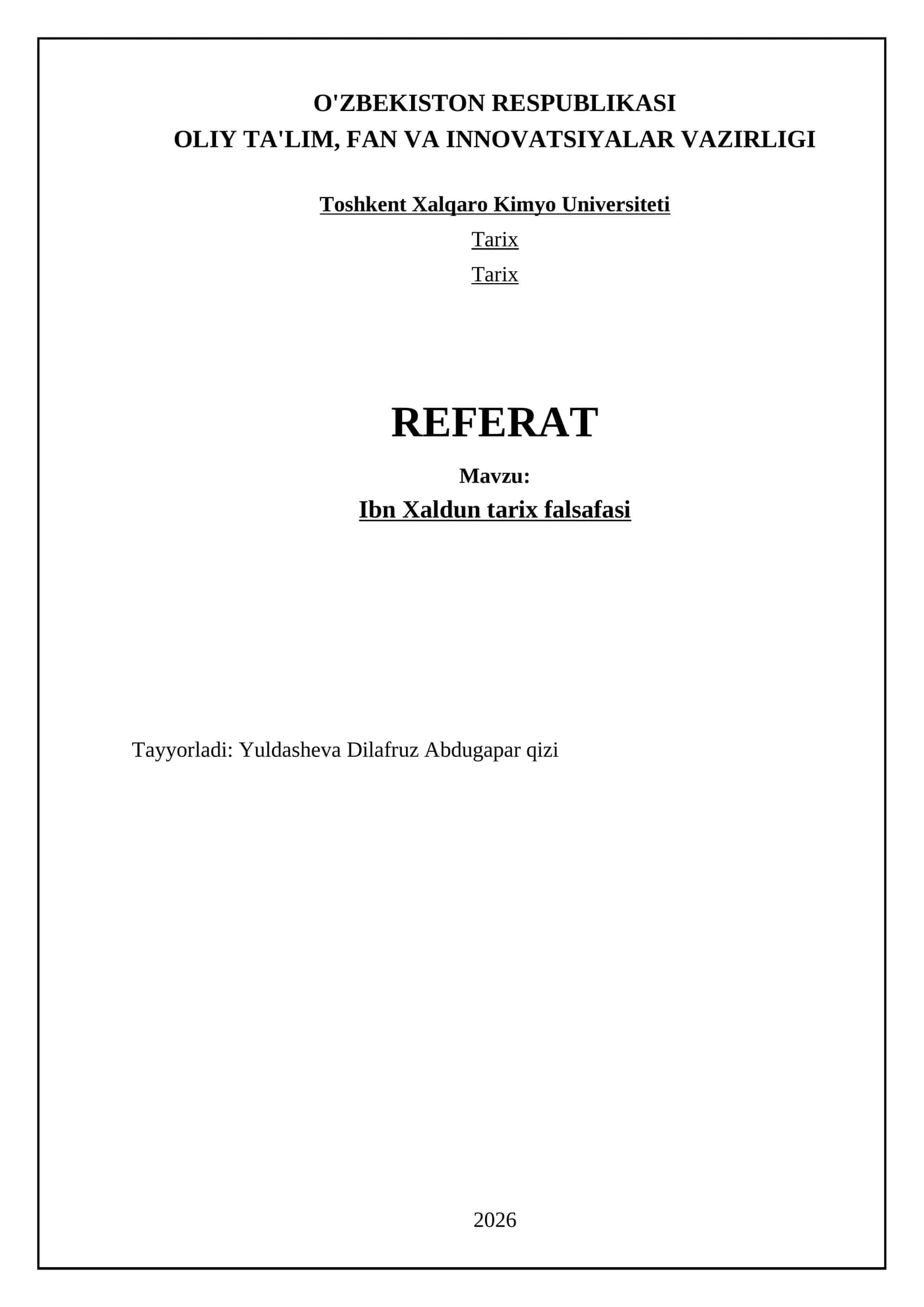 Ibn Xaldun tarix falsafasi 1
