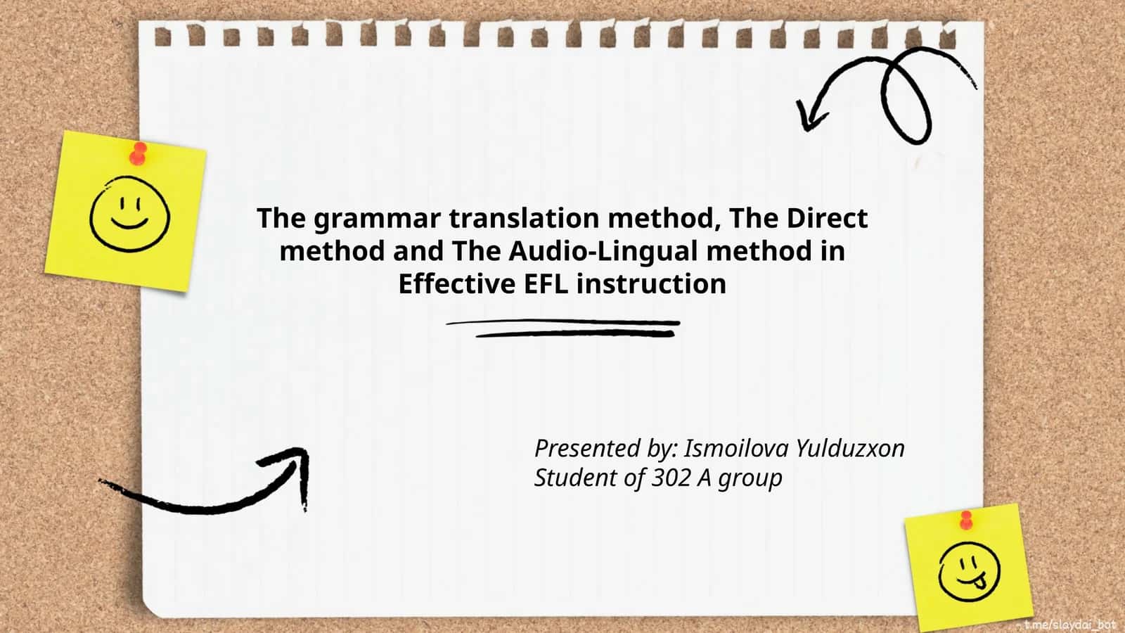 The grammar translation method, The Direct method and The Audio-Lingual method in Effective EFL instruction 1