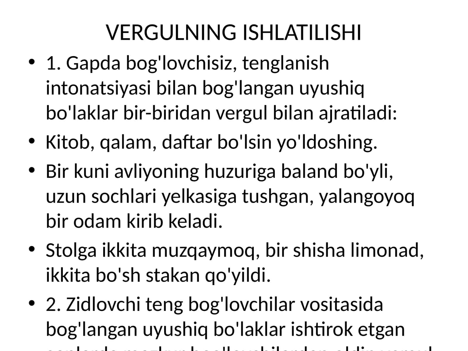 VERGULNING ISHLATILISHI 1