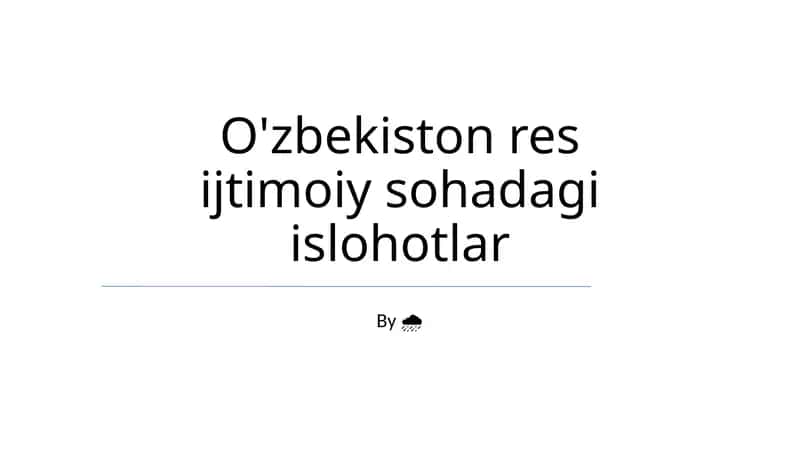 O'zbekiston res ijtimoiy sohadagi islohotlar 1