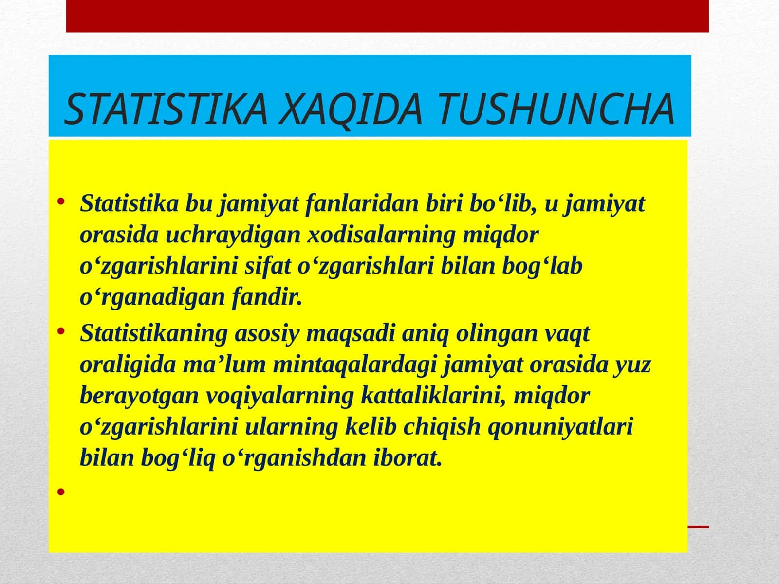 STATISTIKA XAQIDA TUSHUNCHA 1