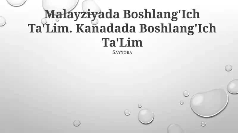 Malayziyada Boshlang'Ich Ta'lim 1