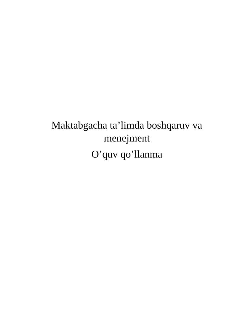 Maktabgacha ta’limda boshqaruv va menejment 1
