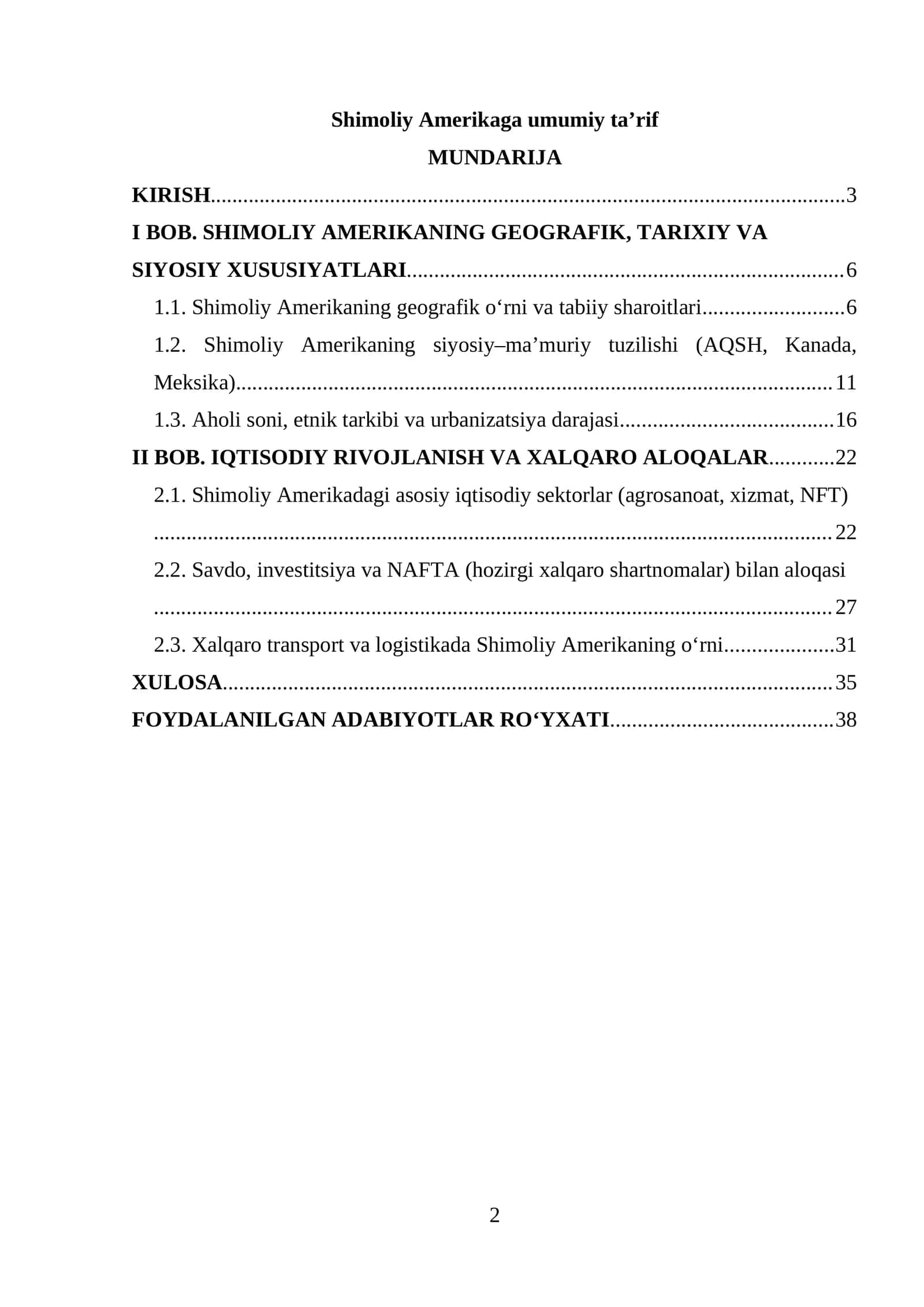 Shimoliy Amerikaga umumiy taʼrif 1